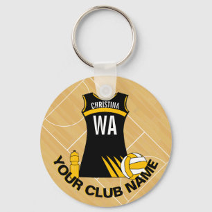 Personalised netball design netball player keychain