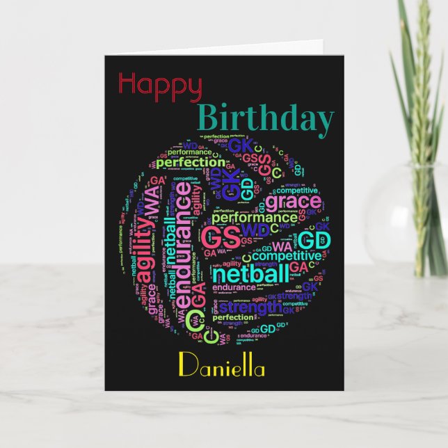 Personalised Netball Player Inspirational Birthday Card (Front)