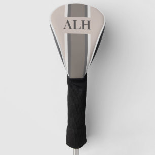 Personalised Neutral Stripe Custom Initials Modern Golf Head Cover
