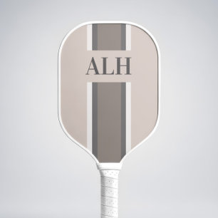 Personalised Neutral Stripe Custom Initials Modern Pickleball Paddle