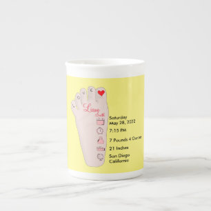 Personalised New Baby Gift Birth Stats Details Bone China Mug