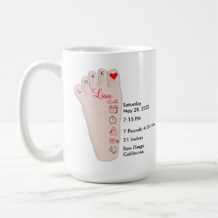 Personalised New Baby Gift Birth Stats Details Coffee Mug