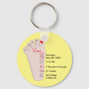 Personalised New Baby Gift Birth Stats Details Keychain