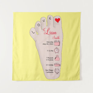 Personalised New Baby Gift Birth Stats Details Tapestry