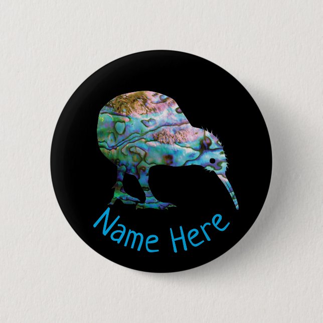 PERSONALISED NEW ZEALAND KIWI PAUA 2 INCH ROUND BUTTON (Front)