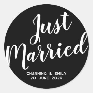 Personalised Newlywed Honeymoon Just Married Classic Round Sticker