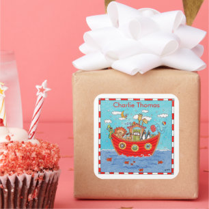 Personalised Noah's Ark Square Sticker