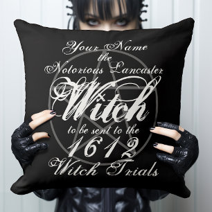 Personalised Occult Witch Trials Black Gothic Throw Pillow