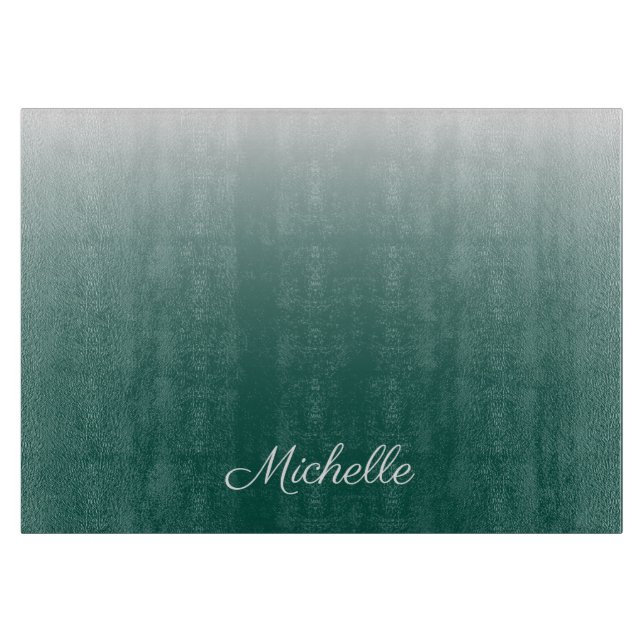 Personalised ombre gradient green cutting board (Front)