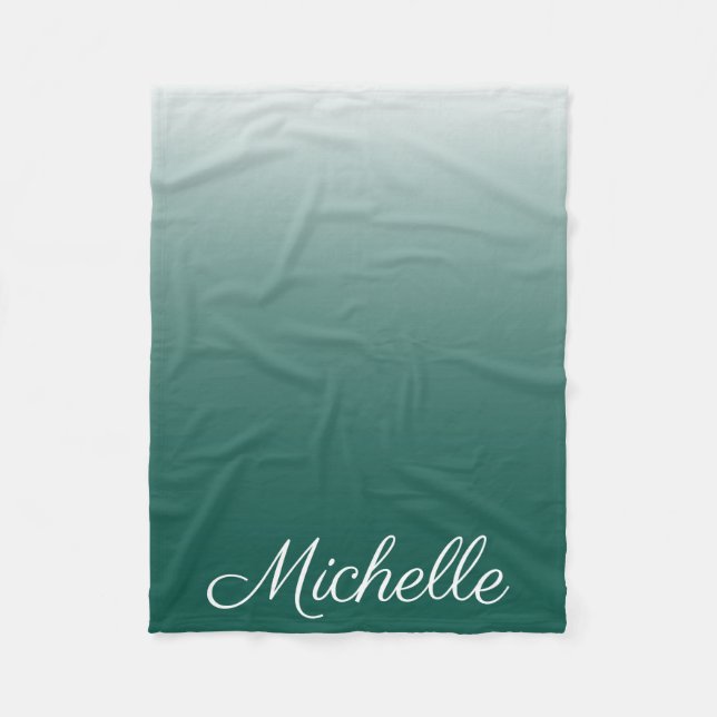 Personalised ombre gradient green fleece blanket (Front)