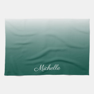 Personalised ombre gradient green kitchen towel