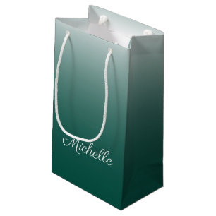 Personalised ombre gradient green small gift bag