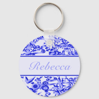 Personalised oriental Bird and leaves pattern Keychain
