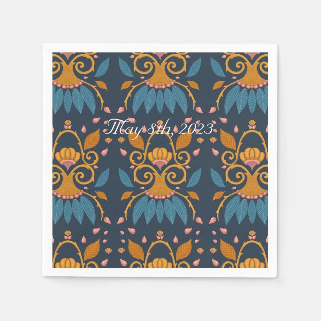 Personalised Ornate pattern Medieval style wedding Napkin (Front)