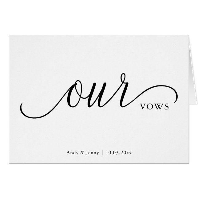 Personalised Our Vows Script Font Wedding Day Card (Front Horizontal)