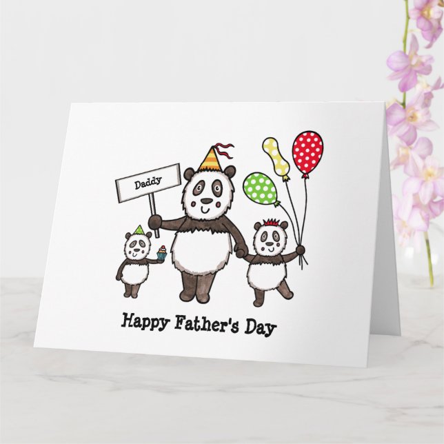 Personalised Panda Party Father's Day Card (Orchid)
