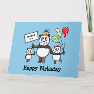 Personalised Panda Party Kid's Birthday Card