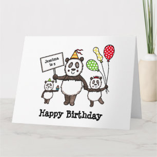 Personalised Panda Party Kid's Birthday Card