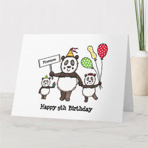 Personalised Panda Party Kid's Birthday Card