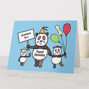 Personalised Panda Party Kid's Birthday Card