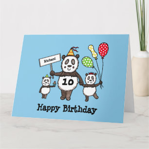 Personalised Panda Party Kid's Birthday Card