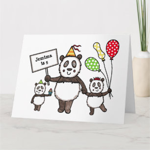 Personalised Panda Party Kid's Birthday Card