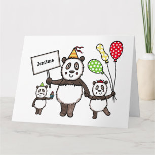 Personalised Panda Party Kid's Birthday Card
