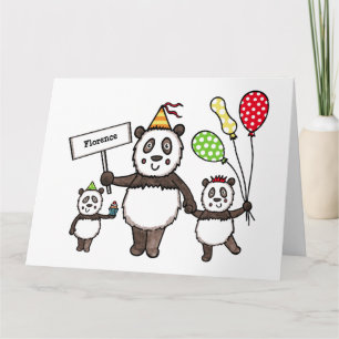 Personalised Panda Party Kid's Birthday Card