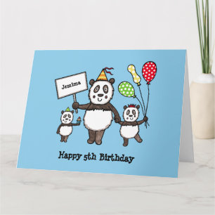 Personalised Panda Party Kid's Birthday Card