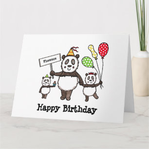 Personalised Panda Party Kid's Birthday Card