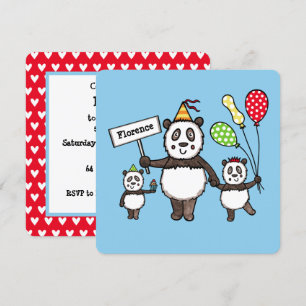 Personalised Panda Party Kid's Birthday Invitation