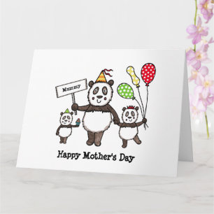 Personalised Panda Party Mother's Day Card