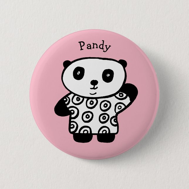 Personalised Pandy the Panda 2 Inch Round Button (Front)