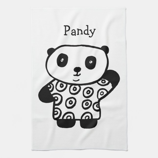 Personalised Pandy the Panda Kitchen Towel (Vertical)
