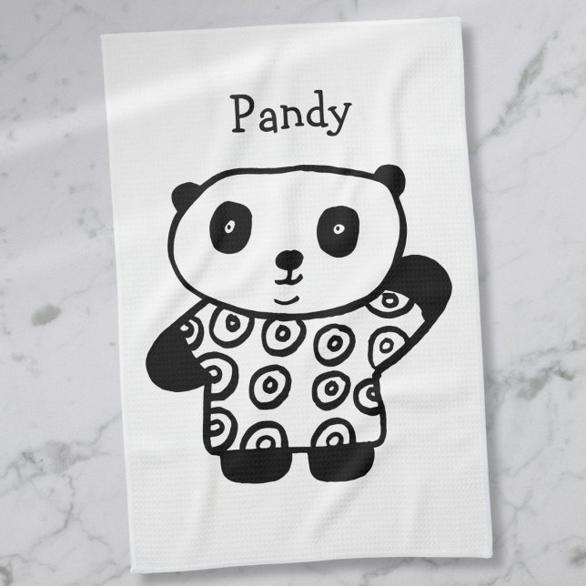 Personalised Pandy the Panda Kitchen Towel (Personalized Pandy The Panda Cute Towel)