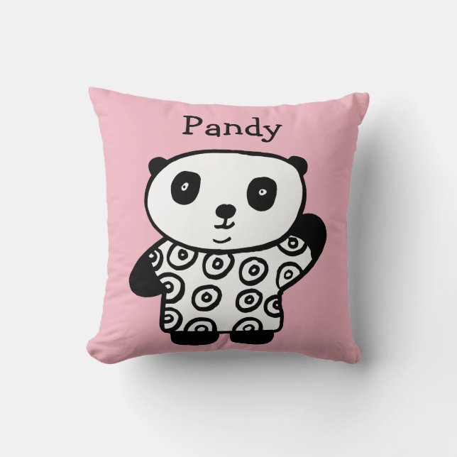 Personalised Pandy the Panda Throw Pillow (Front)