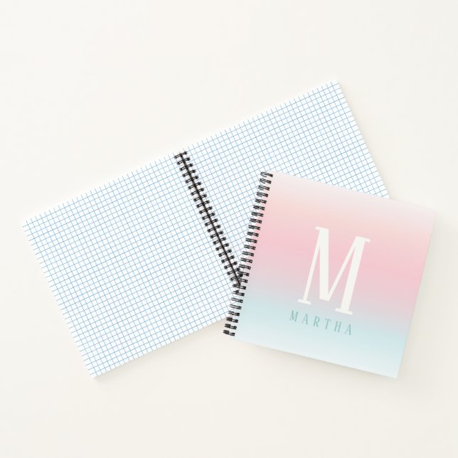 Personalised pastel rainbow name note pad notebook (Inside)