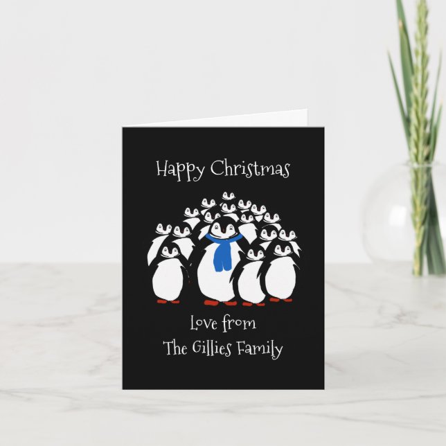 Personalised Penguin Christmas Holiday Card (Front)