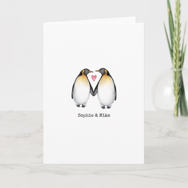 Personalised Penguin Valentines Love Card (Front)