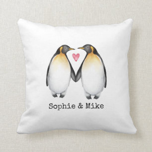 Personalised Penguins in Love Cushion