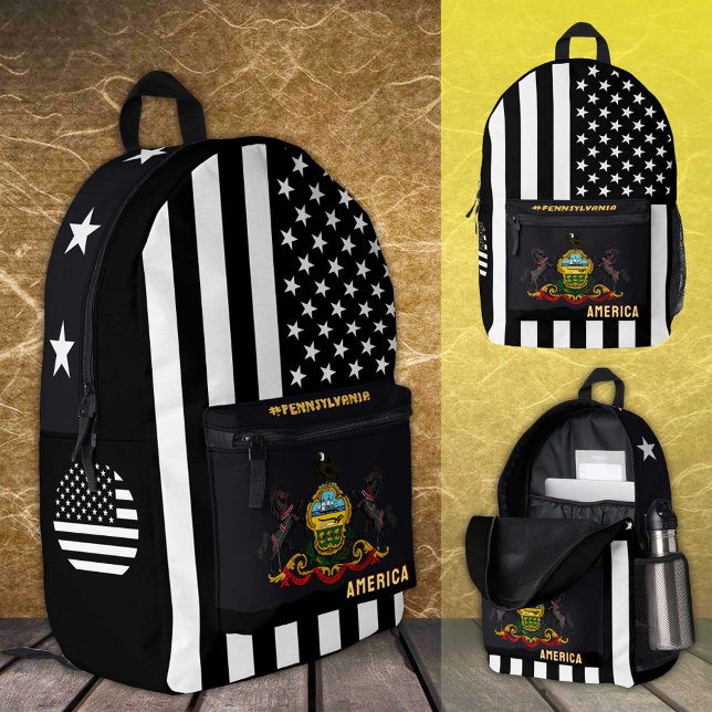 Personalised Pennsylvania Flag bag, American Flag Printed Backpack (Creator Uploaded)