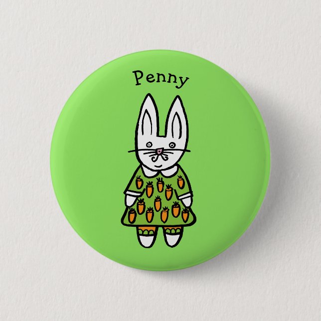 Personalised Penny the Rabbit 2 Inch Round Button (Front)