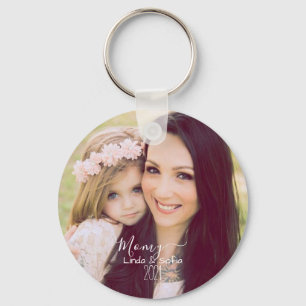 Personalised Photo and Text Names & Date Keychain