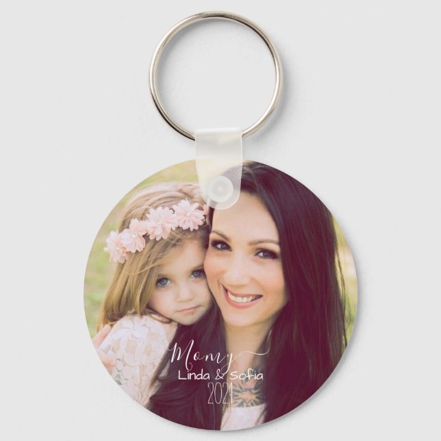 Personalised Photo and Text | Names & Date  Keychain (Front)