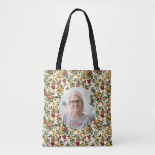 Personalised Photo and Tropical Fruit Pattern Tote Bag