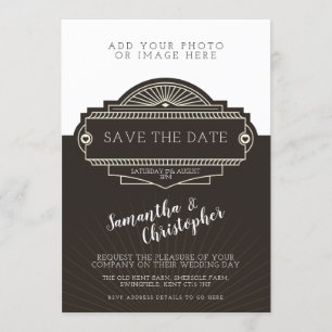 Personalised Photo Art Deco Wedding Invitation