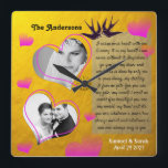 Personalised Photo Collage Golden Wedding Clock<br><div class="desc">Wall Clock: Custom Wedding, Anniversary, Valentines Photo Clock with unique golden vintage desing. Personalize with your own favourite pictures and create beautiful collage to capture special moments of your life. Change any texts to your own, including the poem.</div>