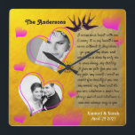Personalised Photo Collage Golden Wedding Clock<br><div class="desc">Wall Clock: Custom Wedding,  Anniversary,  Valentines Photo Clock with unique golden vintage desing. Personalize with your own favourite pictures and create beautiful collage to capture special moments of your life. Change any texts to your own,  including the poem.</div>