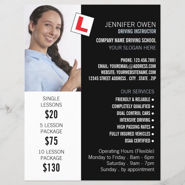 Personalised Photo, Driving School, Instructor Flyer (Front)