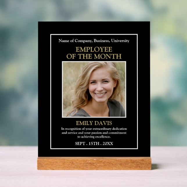 Personalised Photo - Employee Award Acrylic Sign (Neutral)